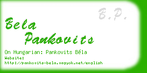 bela pankovits business card