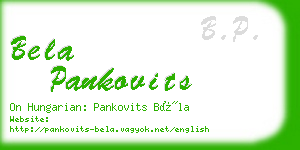 bela pankovits business card